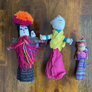 Lot‎ of 3 Hand Made South American Dolls in Native Costumes, Holding Babies